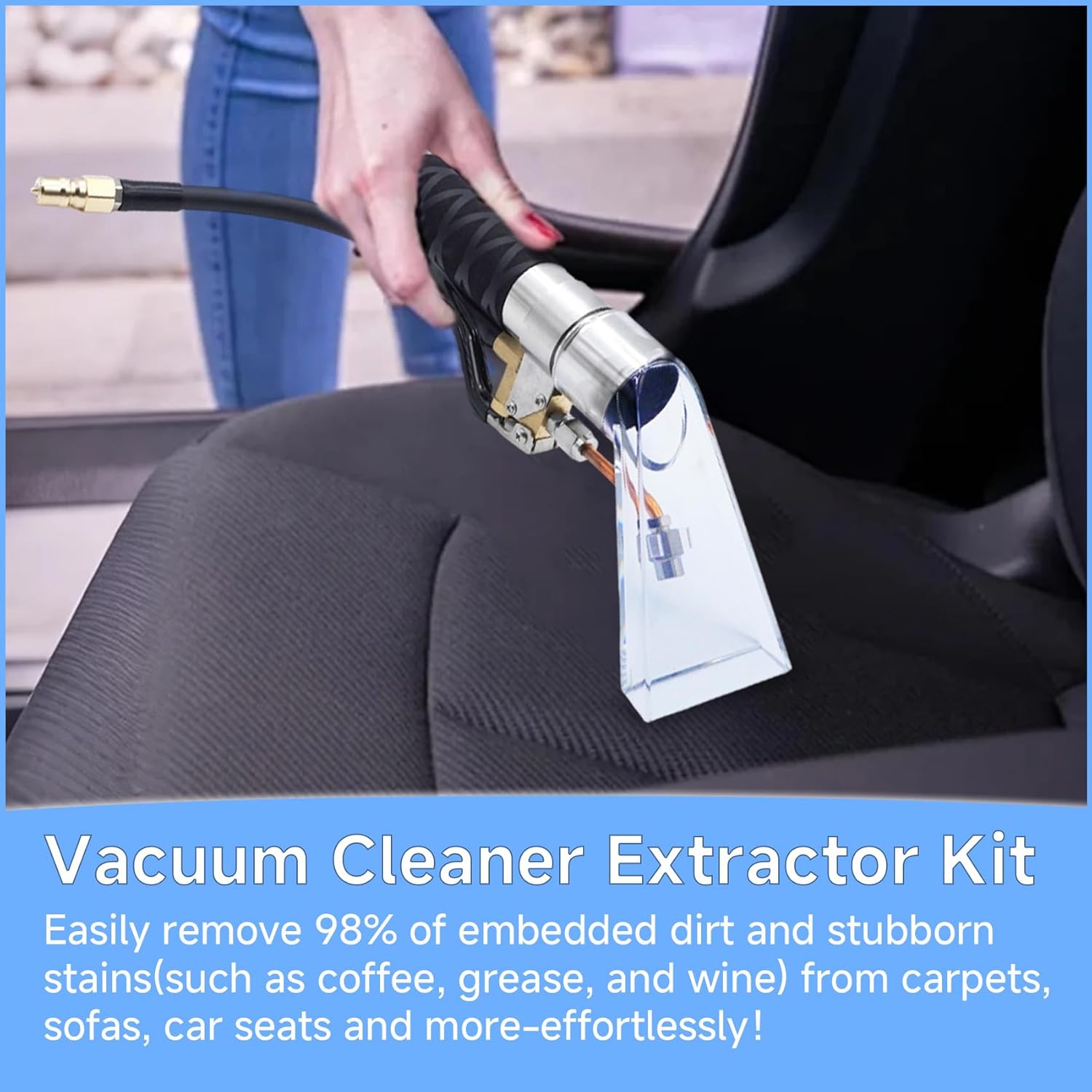 Extractor Hose Kit Compatible with Shop Vac Extractor Kit, Vacuum Extractor Kit with 25FT Water Line and 10FT Vacuum Hose, Adapter Converts Vacuum to Carpet and Upholstery Extractor