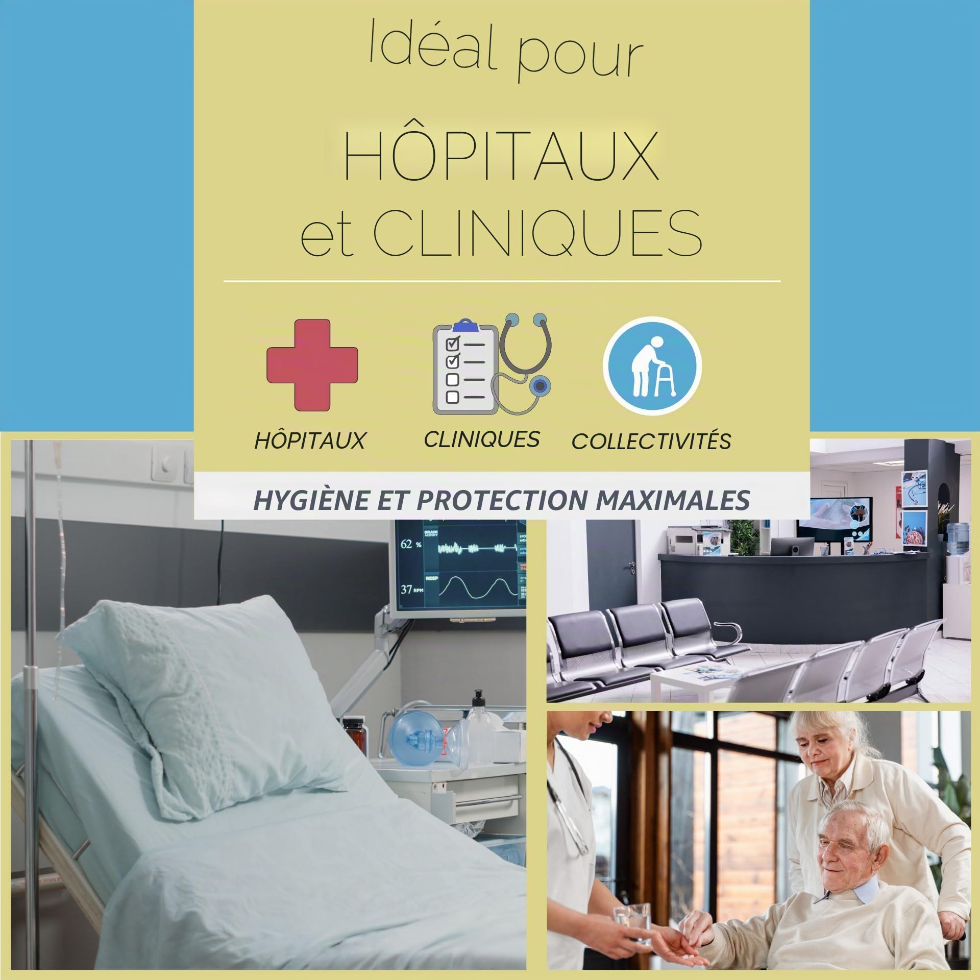 MEDICAL SUD PROFESSIONAL 500 Gants de Toilette Jetables Imperméables, Gants de Toilette Jetables Secs, Pour le Nettoyage et l'Hygiène Personnelle des Patients Alités, Fabriqués en Italie