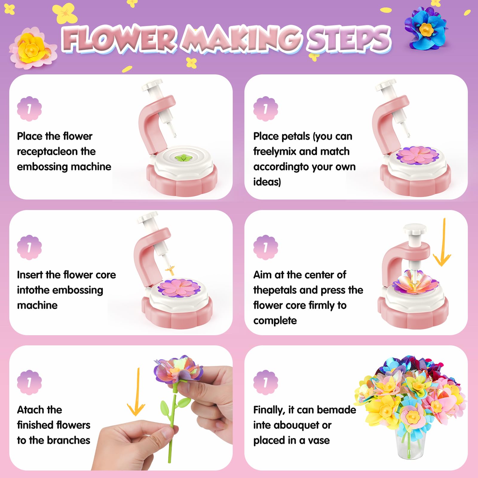 Haozozo Regalo Bambina 4 5 6 7 8 9 10 Anni, Giochi Bambina 4 5 6 7 8 9 10 Anni, DIY Kit Creativo Regalo Bimba 4 5 6 7 8 9 10Anni, Giochi di Composizione Floreale per Bambini