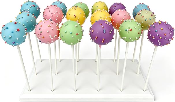 NANGOPOP Wood Cake Pop Stand Display - 18 Hole Lollipop Holder, Candy or Sucker Stand for Dessert Table of Wedding, Shower, Birthday Party, White - Fit 5/32" 4mm Lollipop Sticks