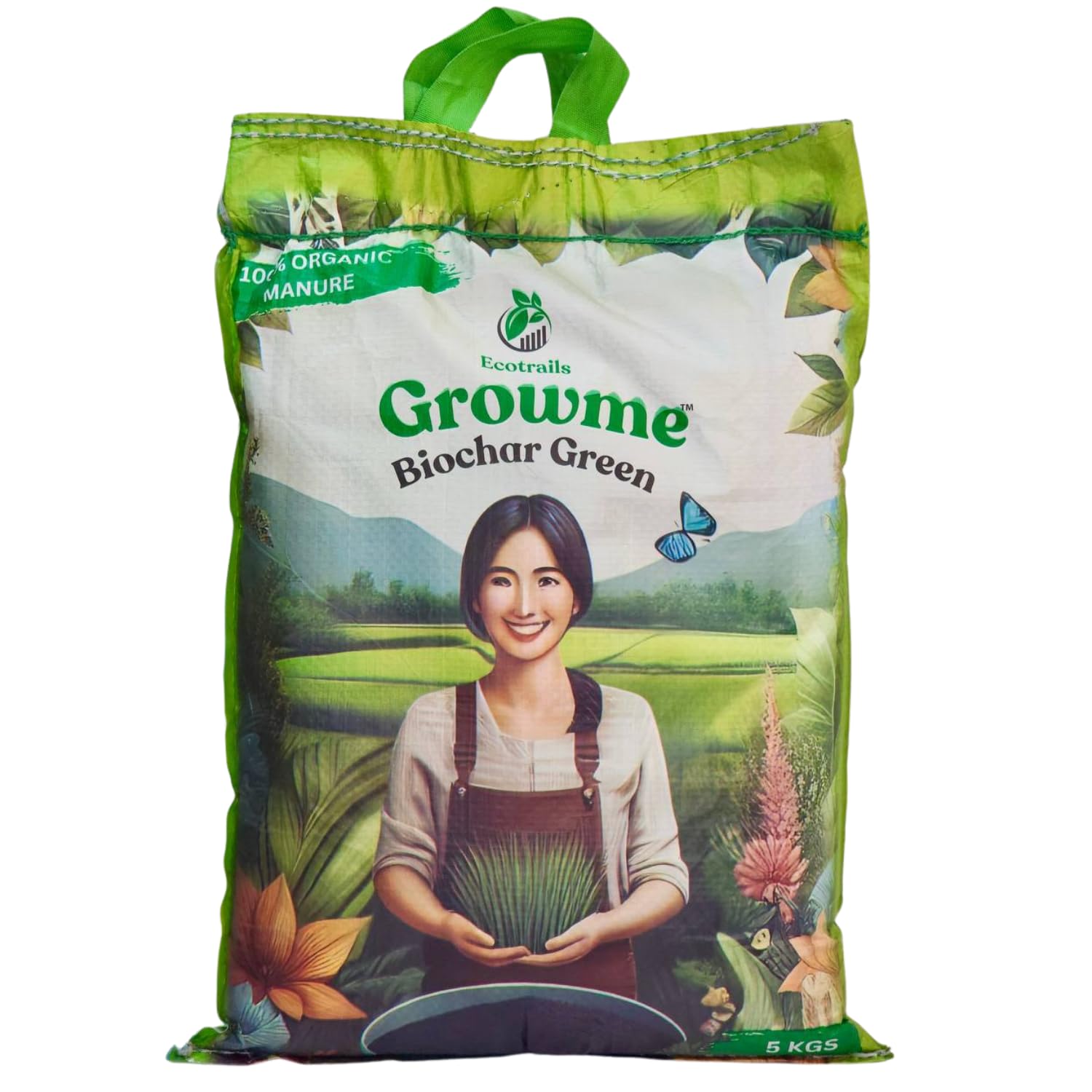 Ecotrails Growme Organic Biochar Soil Conditioner (5KG) | Hardwood Manure Mix for Plant Fertility & Root Growth | Ideal for Home Garden & Farming