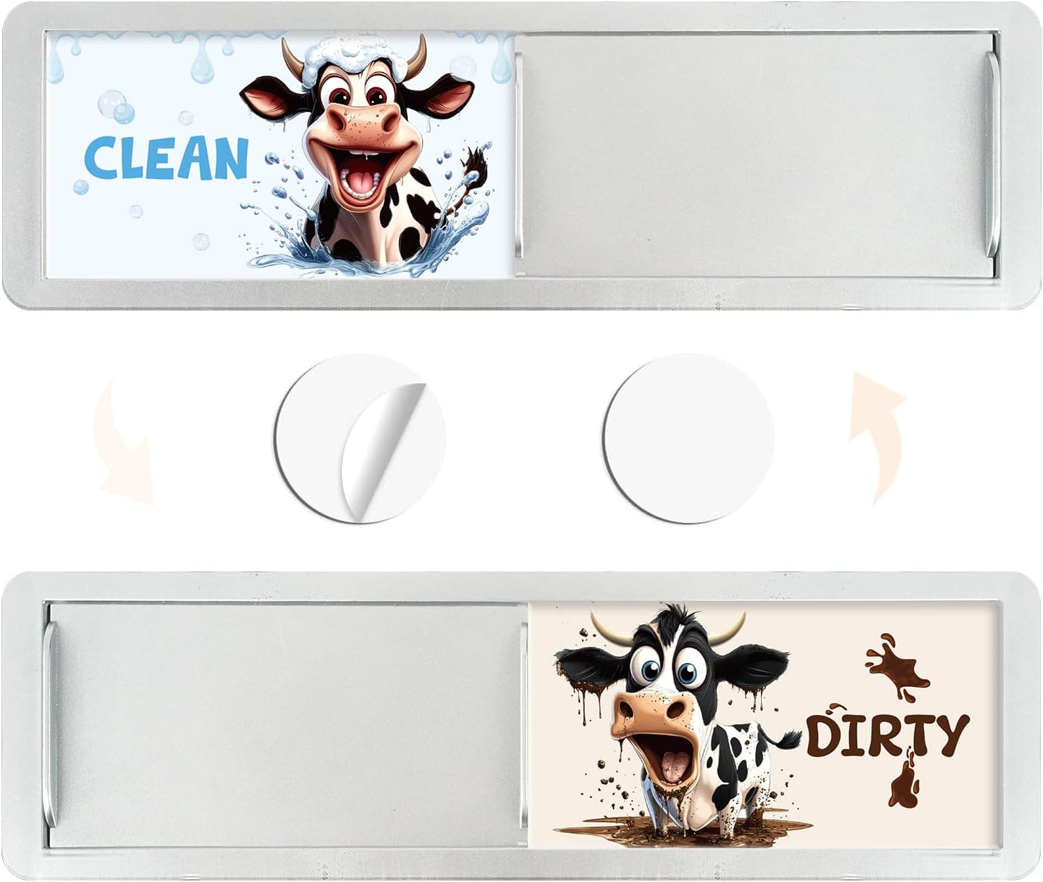 Dishwasher Magnet Clean Dirty Sign - Cosmisun Funny Cow Clean Dirty Magnet for Dishwasher Cartoon Cows Stainless Steel Double Sided Dish Washer Magnetic Flip Indicator for Home Fridge Kitchen Decor
