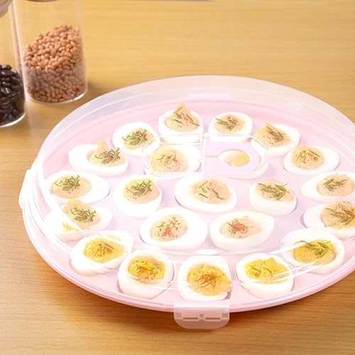 Miniatura 6 de HANSGO Recipientes para huevos con tapa, bandejas portadoras de huevos con 22 ranuras para fiestas navideñas y cocina en casa, color rosa
