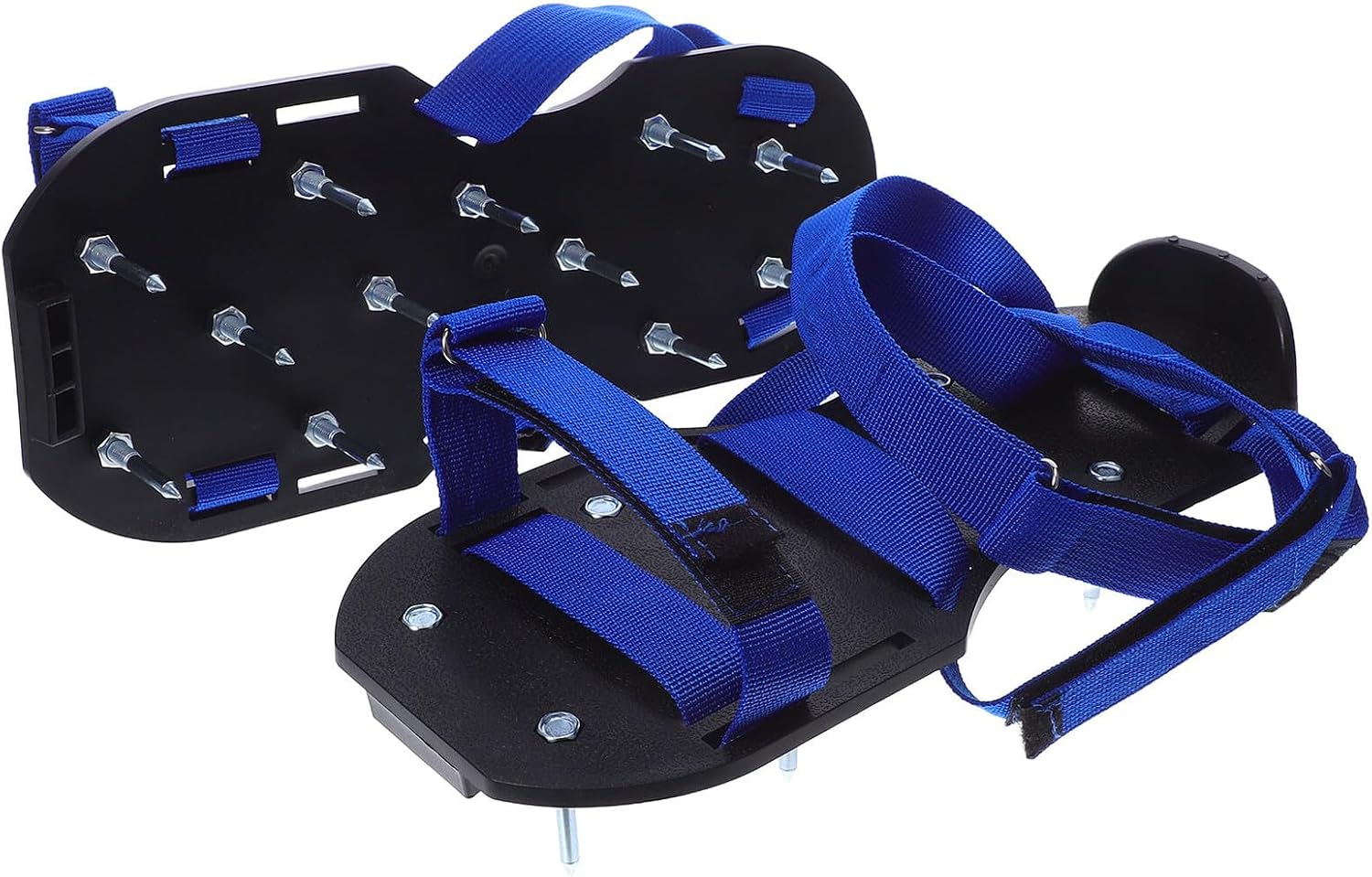 Milisten Lawn Aerator Shoes with 4.2cm Spikes, Adjustable Straps, Black Sole and Blue Laces, Garden Soil Aeration Tool for Yard and Patio Lawn Care