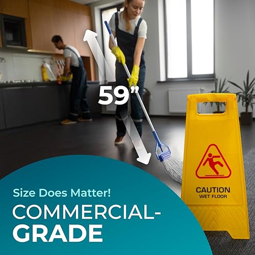 Miniatura 4 de Repuesto de cabezal de fregona comercial de algodón con mango telescópico de 59 pies - Trapeadores de cocina para limpieza de suelos con 3 tamaños