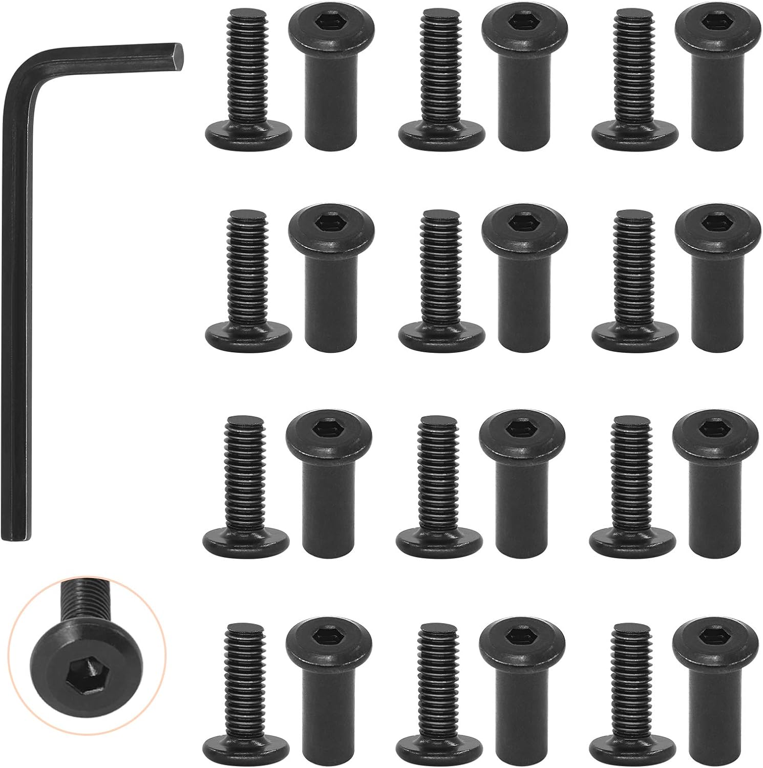 Rustark 12 Set M6x16mm Black Hex Drive Socket Cap Bolts Set Carbon