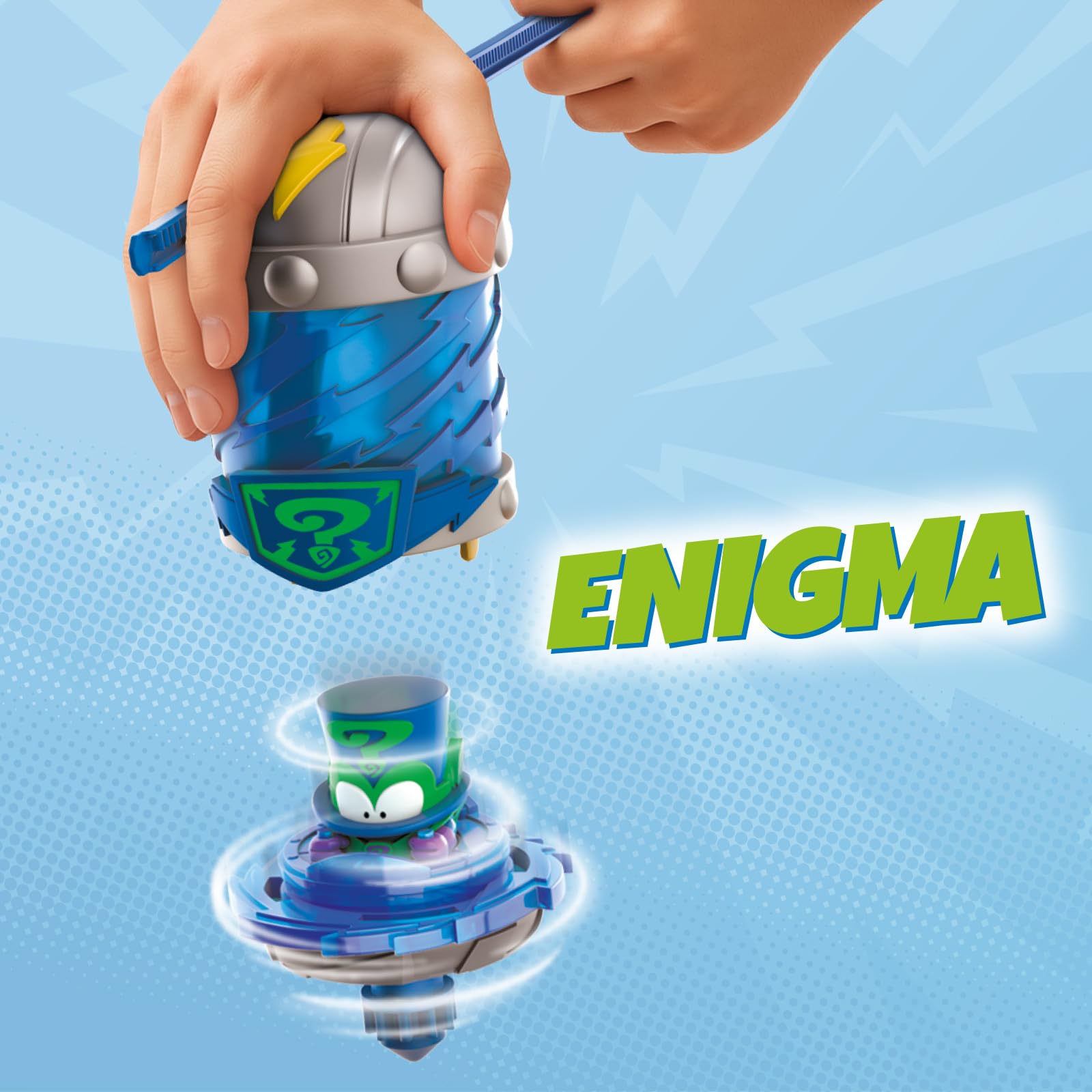 SUPERTHINGS KAZOOM Power – Kazoom Spinner – Enigma. Incluye 1 Cápsula Kazoom, 1 peonza Kazoom y 1 Tira.
