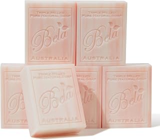 BELA Romantic Gardenia Soap 3.3 OZ Pack of 6, Long Lasting French Triple Milled Bar Soap with Organic Shea Butter Hand, Face and Body Wash Bar, Made in Australia