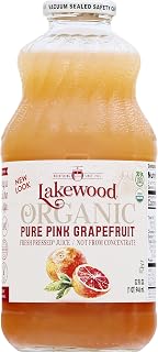 Lakewood Organic Pure Pink Grapefruit Juice, Cold-Pressed Not from Concentrate, Unsweetened 32 oz