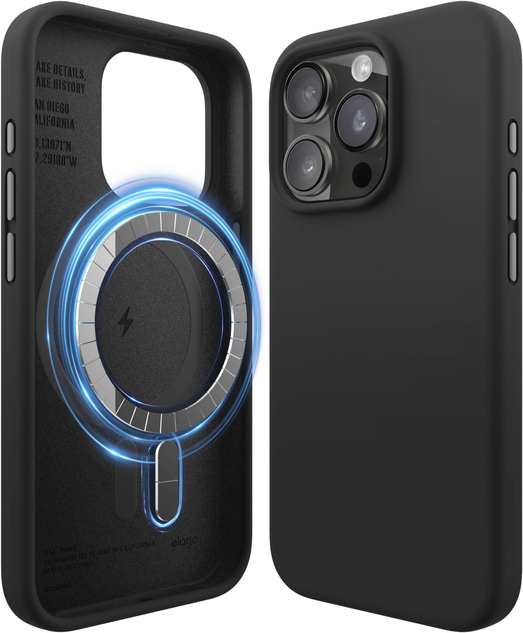 Magnetic Silicone Case Compatible with iPhone 15 Pro Case 6.1 Inch Compatible with All MagSafe Accessories - Built-in Magnets, Soft Grip Silicone, Shockproof [Black]