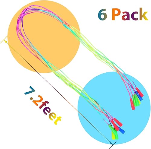 Miniatura 2 de Elcoho Juego de 6 cuerdas de salto de arco iris, cuerdas de saltar para educación física