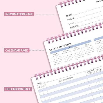 Checkbook Register, Check Registers for Personal, Wide Edition 8.4x6.1