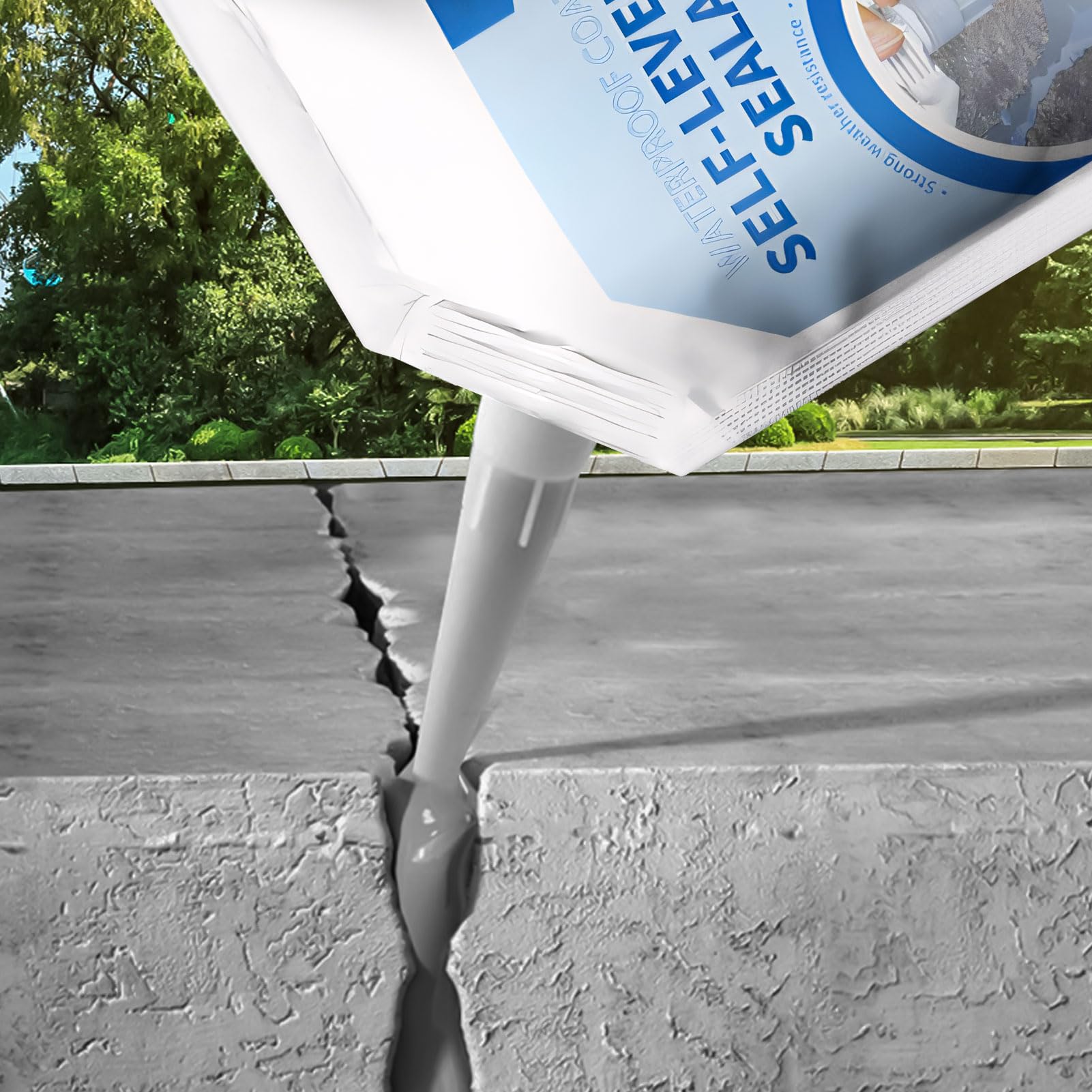 Mortier de réparation pour béton, asphalte - Pour extérieur et intérieur - Réparation des fissures - Bitume - Étanche - Résistant au gel - Trou de perçage pour joints de maçonnerie - 2 pièces - Gris