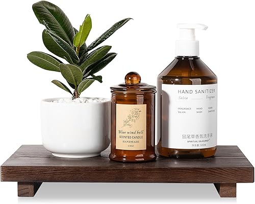 Miniatura 14 de Organizador de encimera de baño, soporte de pedestal de madera, bandeja decorativa de granja, soporte para jabón para decoración de cocina, pequeño