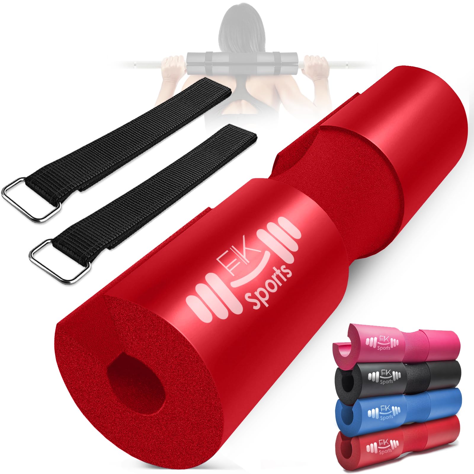 FK Sports Barbell Squat Pad, Extra Thick Foam Cushion Padding for Neck & Shoulder Support, Strength Training Equipment Attachments Gym Fitness Workout Cover for Hip Thrust, Heavy Weight Lifting Squats