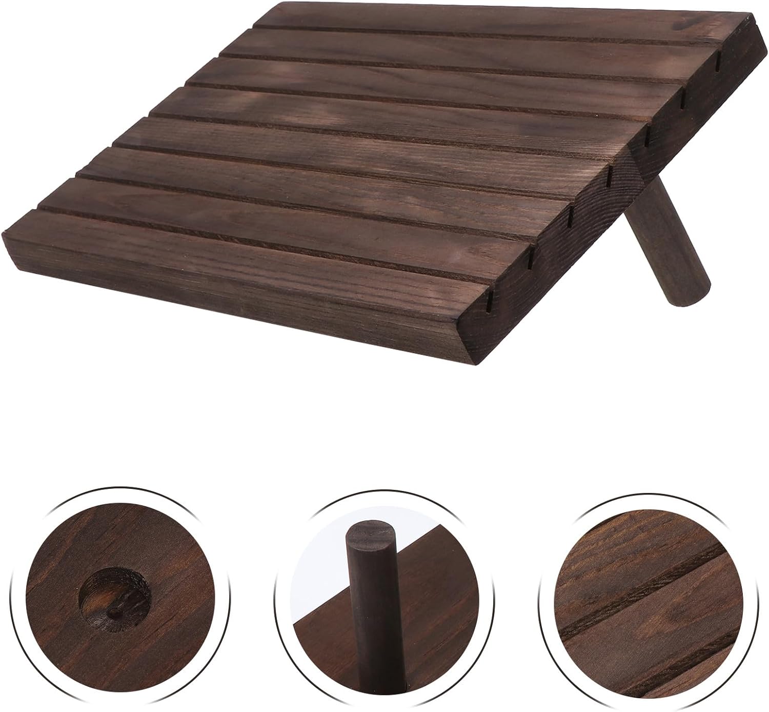 Solid Wood Jewelry Display Rack Earring Holder Organizer with Slant Panels Brown Wooden Jewelry Stand for Earrings and Studs Storage at Home Or Store