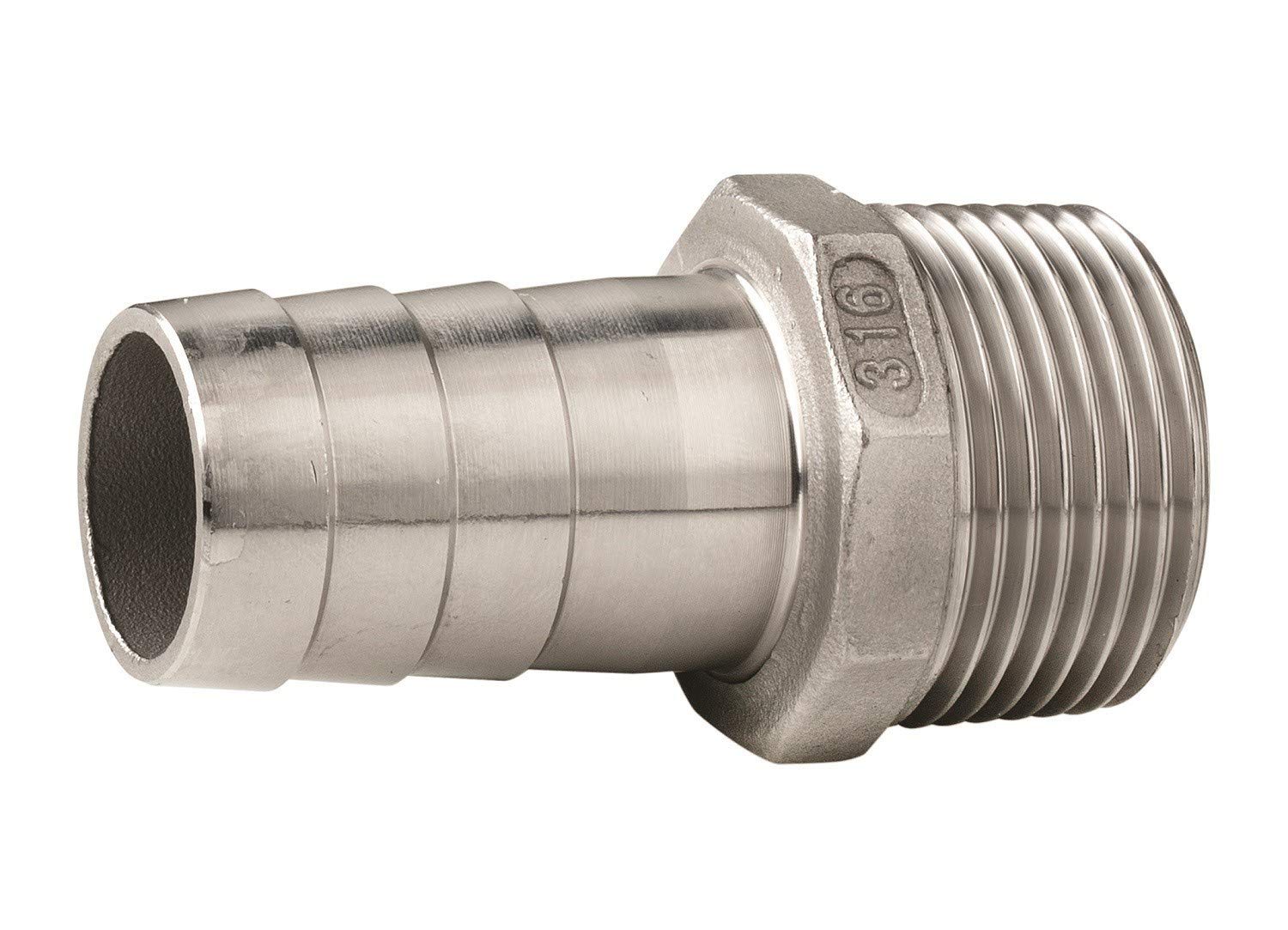 RACCORD ANNELÉ Inox Male G1 1/2'' pour TUYAU 45 M