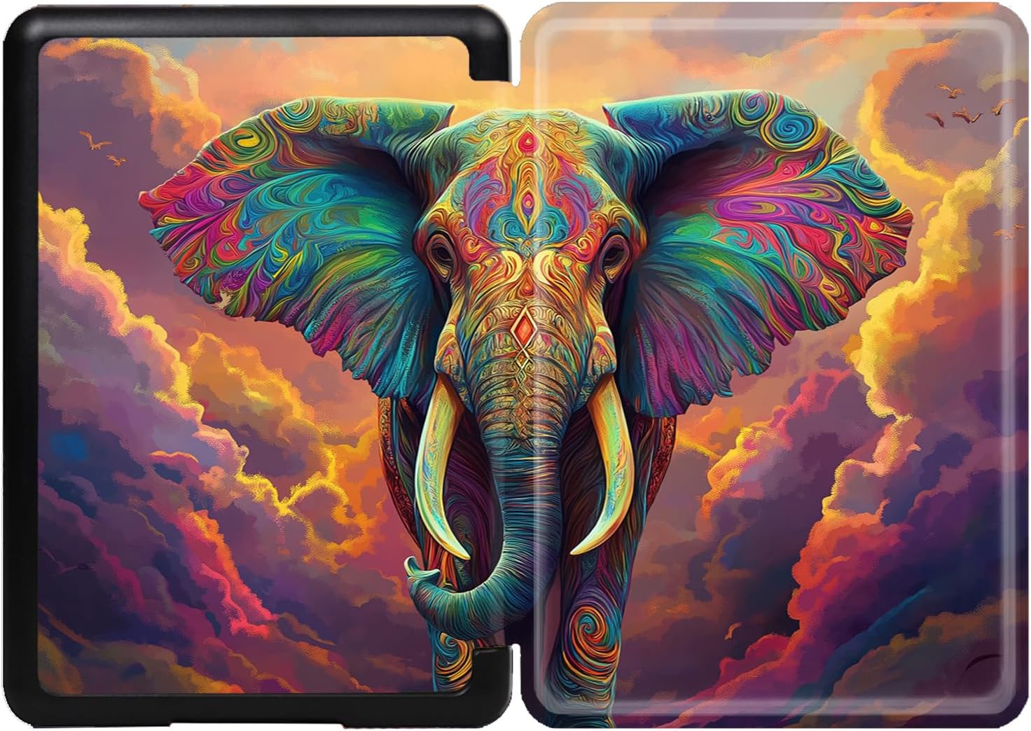 Case for Kindle Paperwhite 12th Gen and Kindle Colorsoft Signature Edition (2024 Release), Lightweight Protective Cover with Magnetic Function & Auto Wake/Sleep - Exotic Cloud Elephant