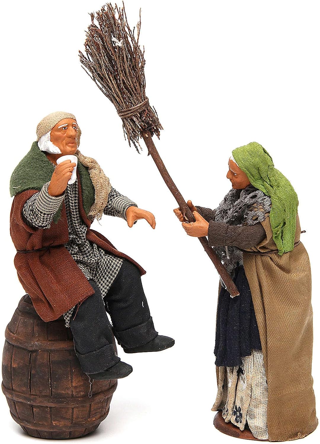 Holyart Nativity Scene Figurines, Drunk Man and Woman with Broom 14cm