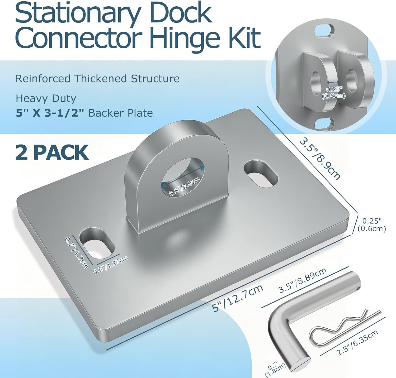 2 Pack Floating Dock Hinges,DIY Dock Hardware Brackets,Boat Ramp Kit | Dock Hinge Kit | Secure Dock Connection | Galvanized Steel |Floating Dock Accessories|Corrosion Resistant | Easy to Install