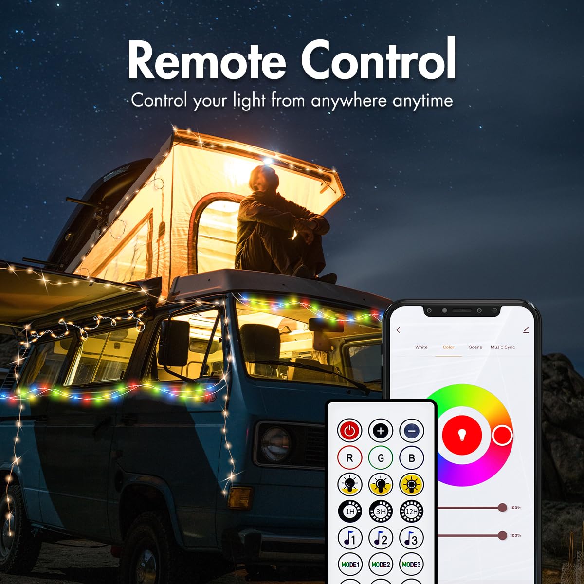 LogiLink SH0130 - Wi-Fi Smart Home łańcuch świetlny RGB z pilotem zdalnego sterowania, kompatybilny z Tuya, obsługuje Amazon Alexa i Google Home, 5 m