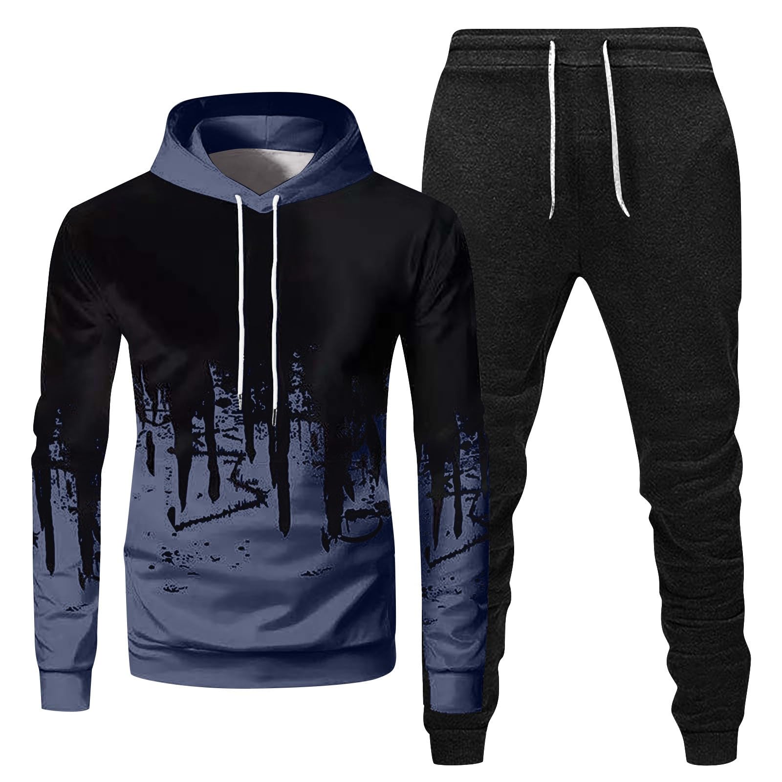 KONG JIMFAN Jogginganzug Herren 2-Teilig Jogginganzug mit Hoodie und Jogginghose Trainingsanzüge Atmungsaktiv Baumwolle Tracksuit Y2K Hip Hop Streetwear Freizeitanzug Hose Übergangs Sportanzug