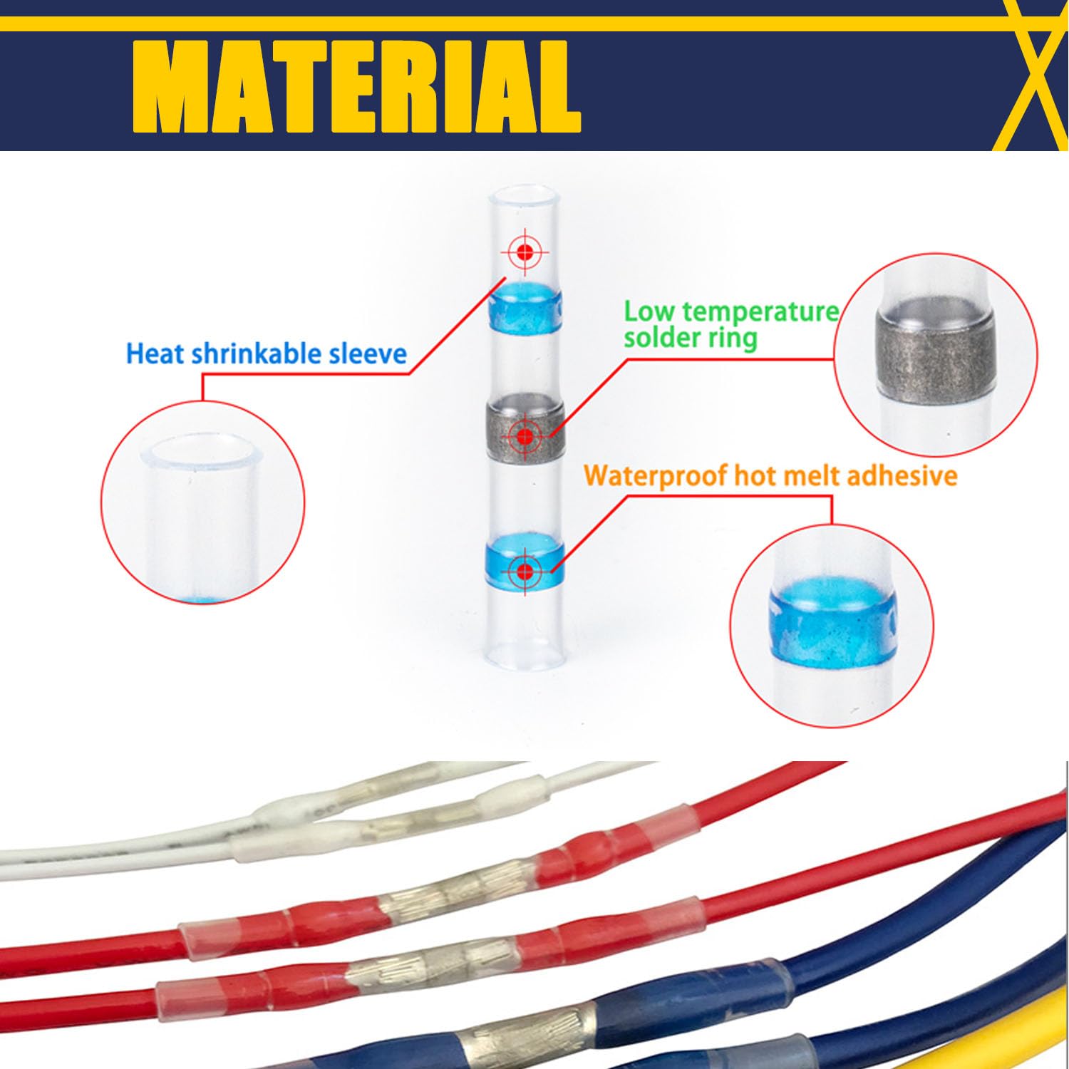 430 conectores de alambre de sellado de soldadura con pistola de calor de 300 W, conectores de alambre termorretráctiles impermeables, kit de conectores eléctricos para marina (calibre 26-10) (430