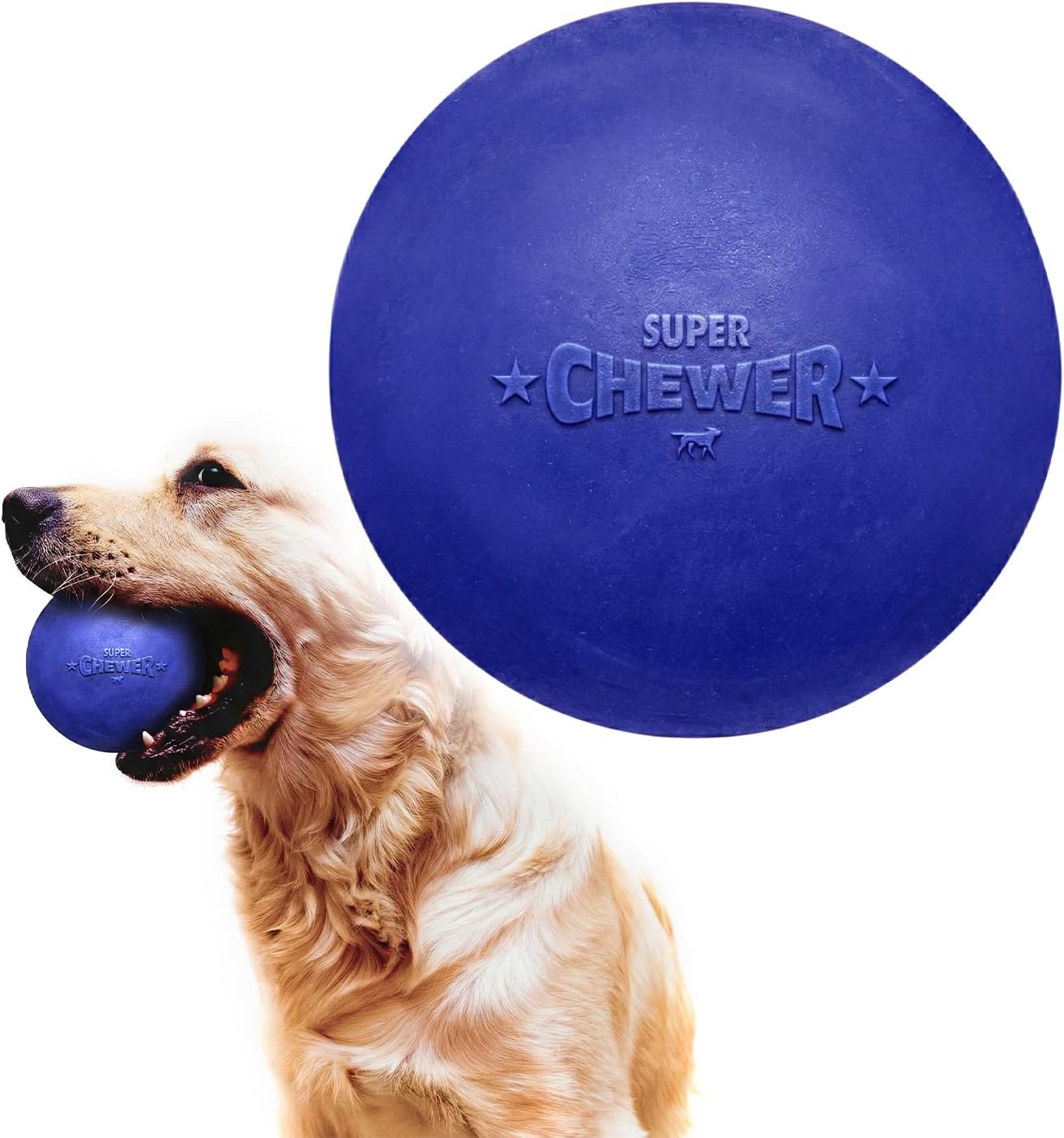 SuperChewy Tough Dog Ball Toy Strong Natural Rubber | Great Dog Fetch Toy | Chew Toy for Dogs | Ultra Durable Chew Toy for Aggressive Chewers | Large Breed Tested