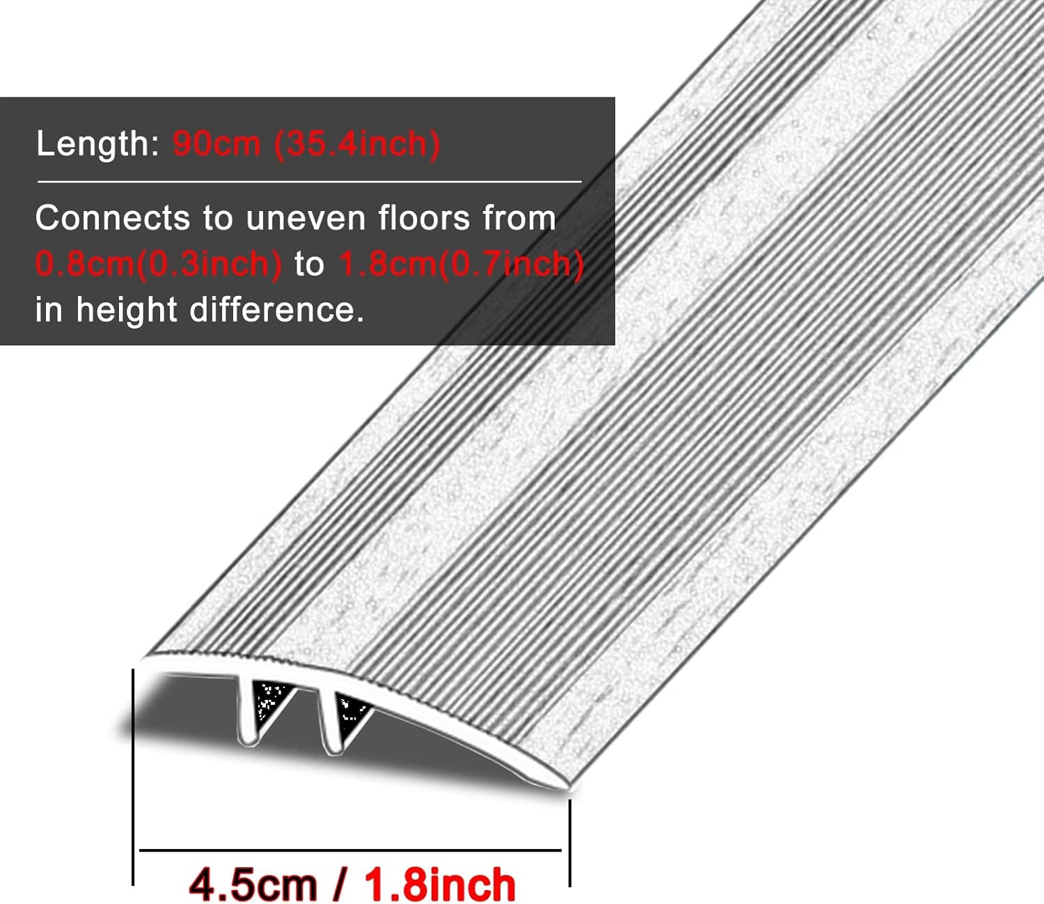 Floor Tile Border Edge Trim Carpet to Tile Transition Strip for Doorways Floor, Aluminum Alloy Retro Wood Texture Threshold Strip, Smooth Transition & Easy to Install/Beige