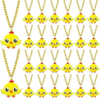 24 Pack Chicken Necklace Party Favors for Animal Themed Party Decorations, Farm Baby Shower, Birthday, School Carnival Rewards, Photography Props, Classroom Prize
