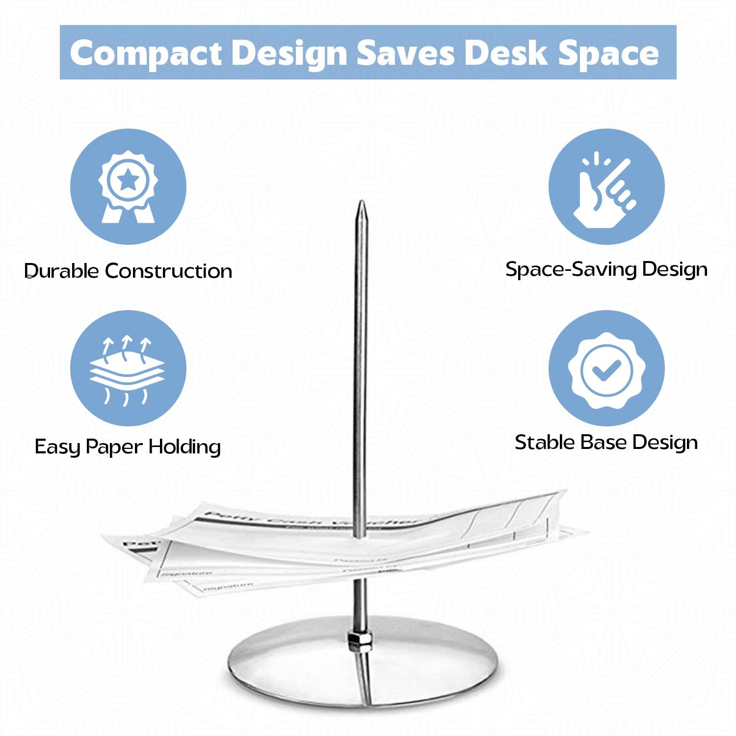 Panku Memo Holder, Stainless Steel Receipt Holder, Straight Rod Paper Memo Holder Spike, Bill Fork for Bill Receipt Note Paper Order Office Desk (Pack of 3) 2