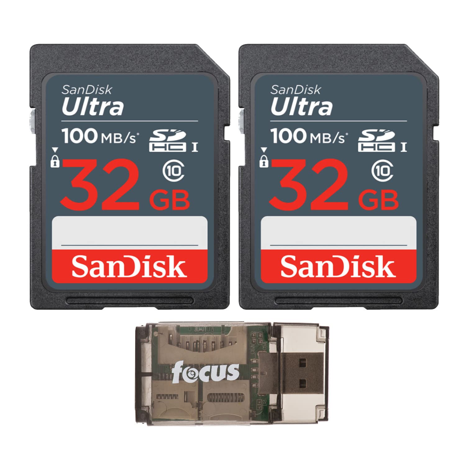 SanDisk 32GB Ultra SDHC UHS-I Memory Card (2-Pack) with All-in-One High Speed USB 2.0 Card Reader Bundle (3 Items)-image-12