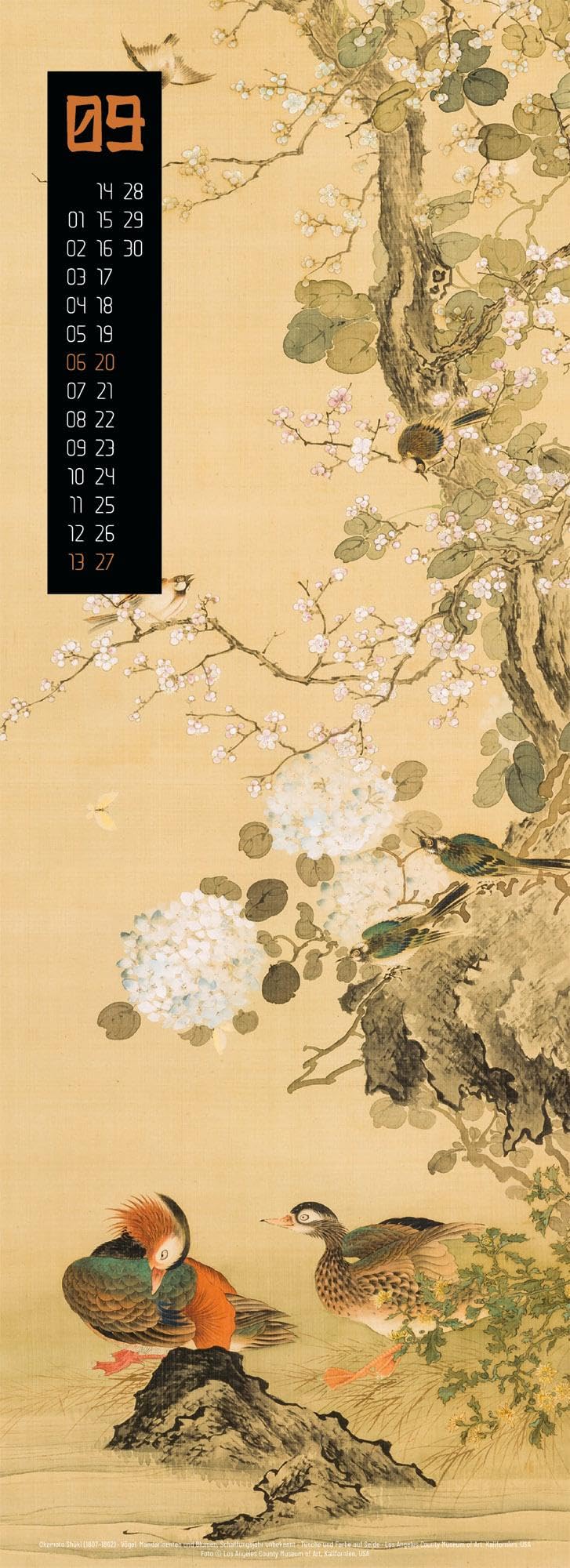 Art of Asia Kalender 2026 | Stilvoller Asien-Kalender im schlanken Hochformat (24x66 cm) | Japanische Farb-Holzschnitte | Ukiyo-e