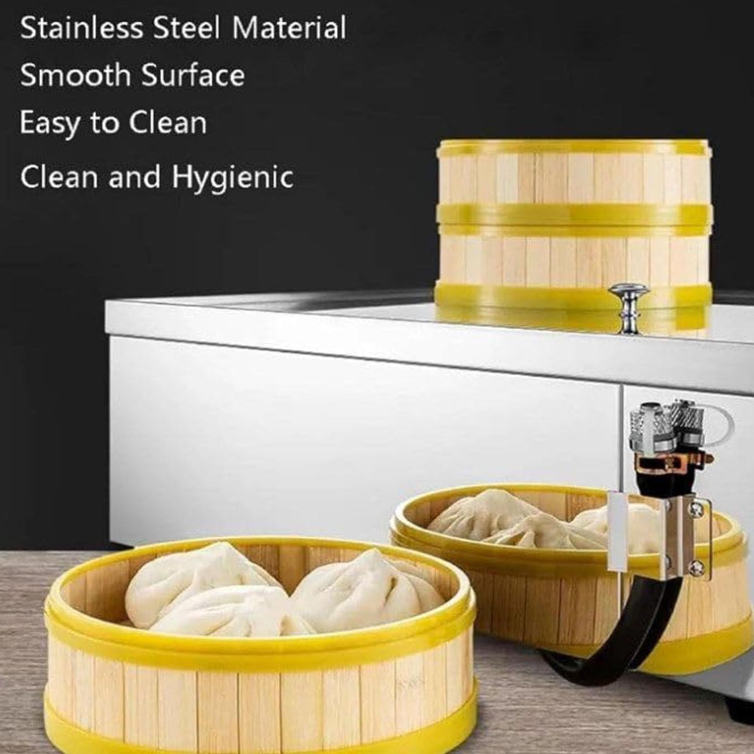 Electric Dim Sum Steamer,Commercial Electric Steamer,with Dry Boiling Alarm and Independent Water Supply System,30-110℃ Constant Temperature Adjustment,for Cooking 6holes