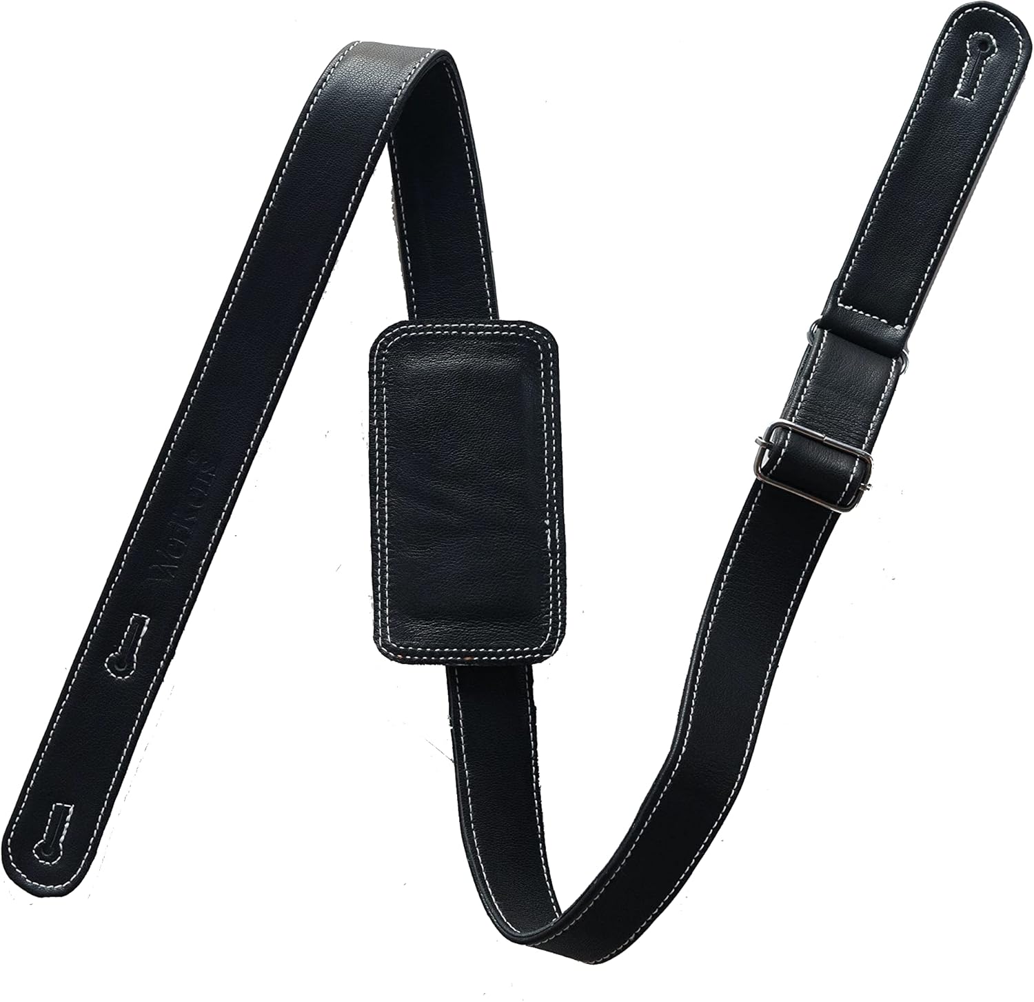 Genuine Leather Adjustable Mandolin,Ukulele Strap for Soprano Concert Tenor Baritone - Black -1.40" inch Wide