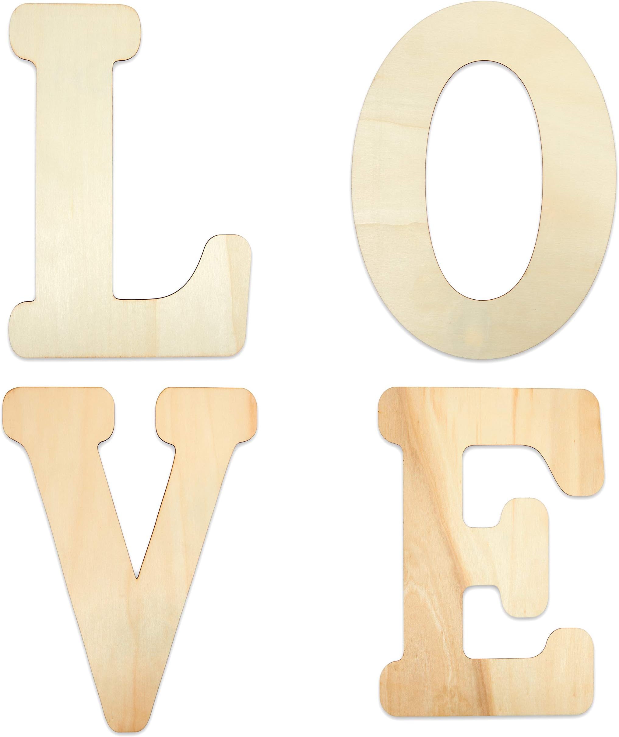 Bright Creations Unfinished Wooden Letters for Crafts, Love (12 Inches, 4 Pieces)