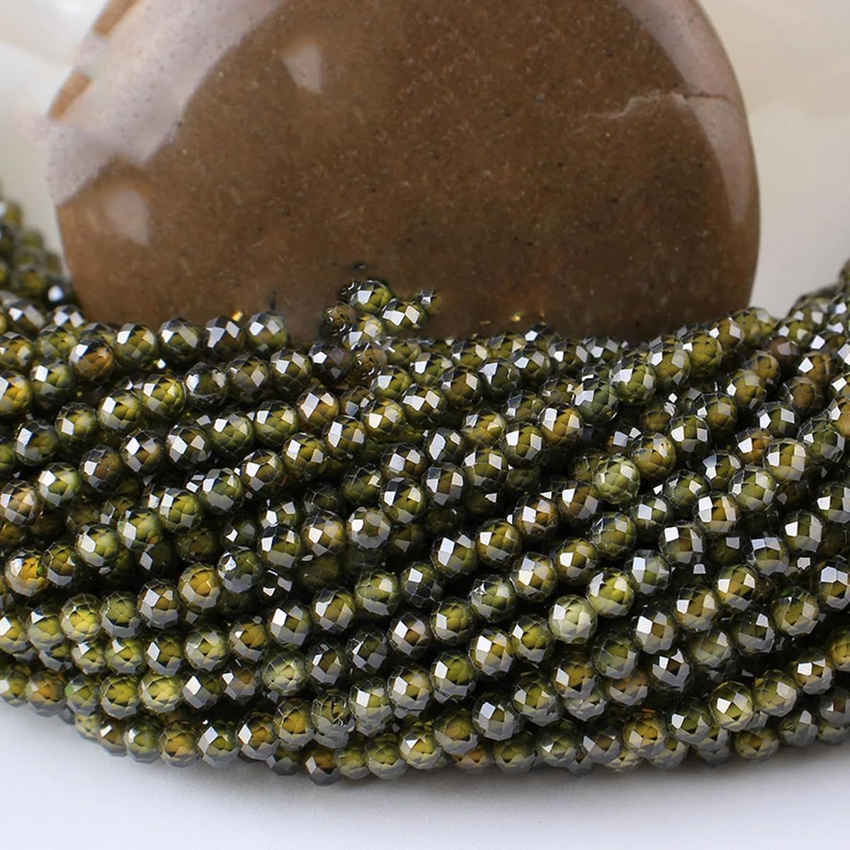 50 Fili 2 3 4 mm zirconi Naturali sfaccettati Gemme sciolte Perline di zircone per Accessori per la creazione di Gioielli-Cachi-2 mm (Circa 185 Pezzi