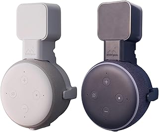 Dot Genie [Square Plug ONLY 2018-2021: Dot 3rd Gen Wall Mount | The Original Outlet Hanger | No Muffled Sound | Exposed Speaker Grill, Mics, and Lights (Black & White, 2-Pack)