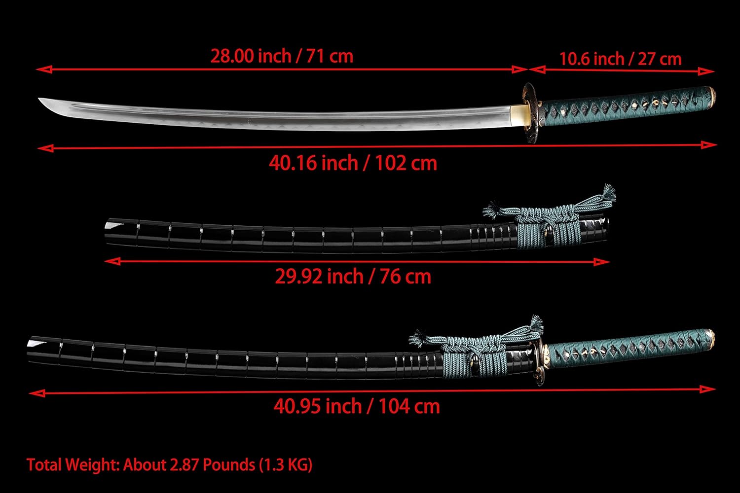 Handmade Katana Japanese Samurai Sword Clay Tempered Damascus Folded Steel Sword Real Razor Sharp Full Tang Katana