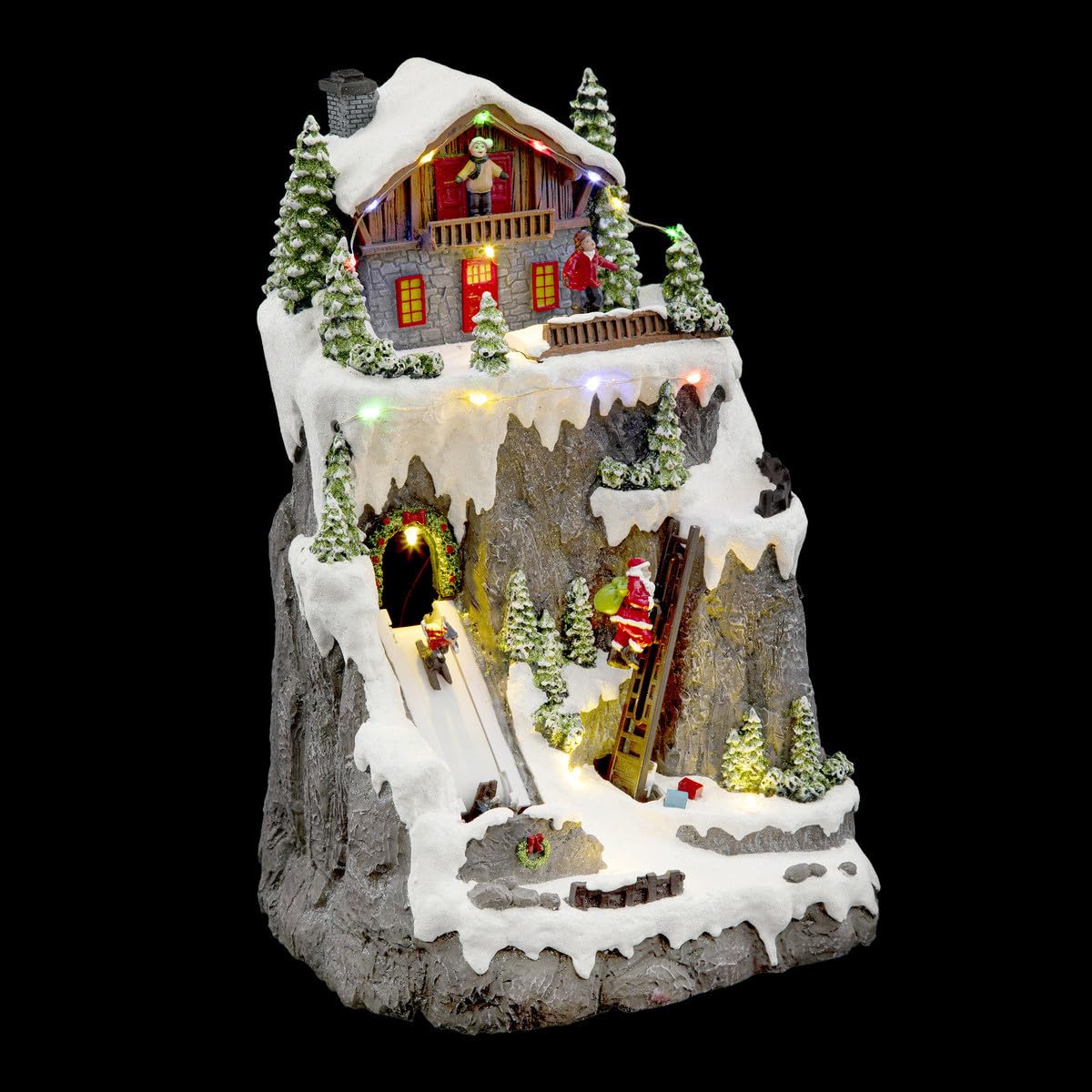 Village de noël animé avec père noël grimpeur pour illuminer votre salon