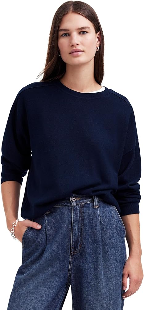 Madewell Womens Hayes Merino Wool Pullover Deep Navy 2XS (Women's