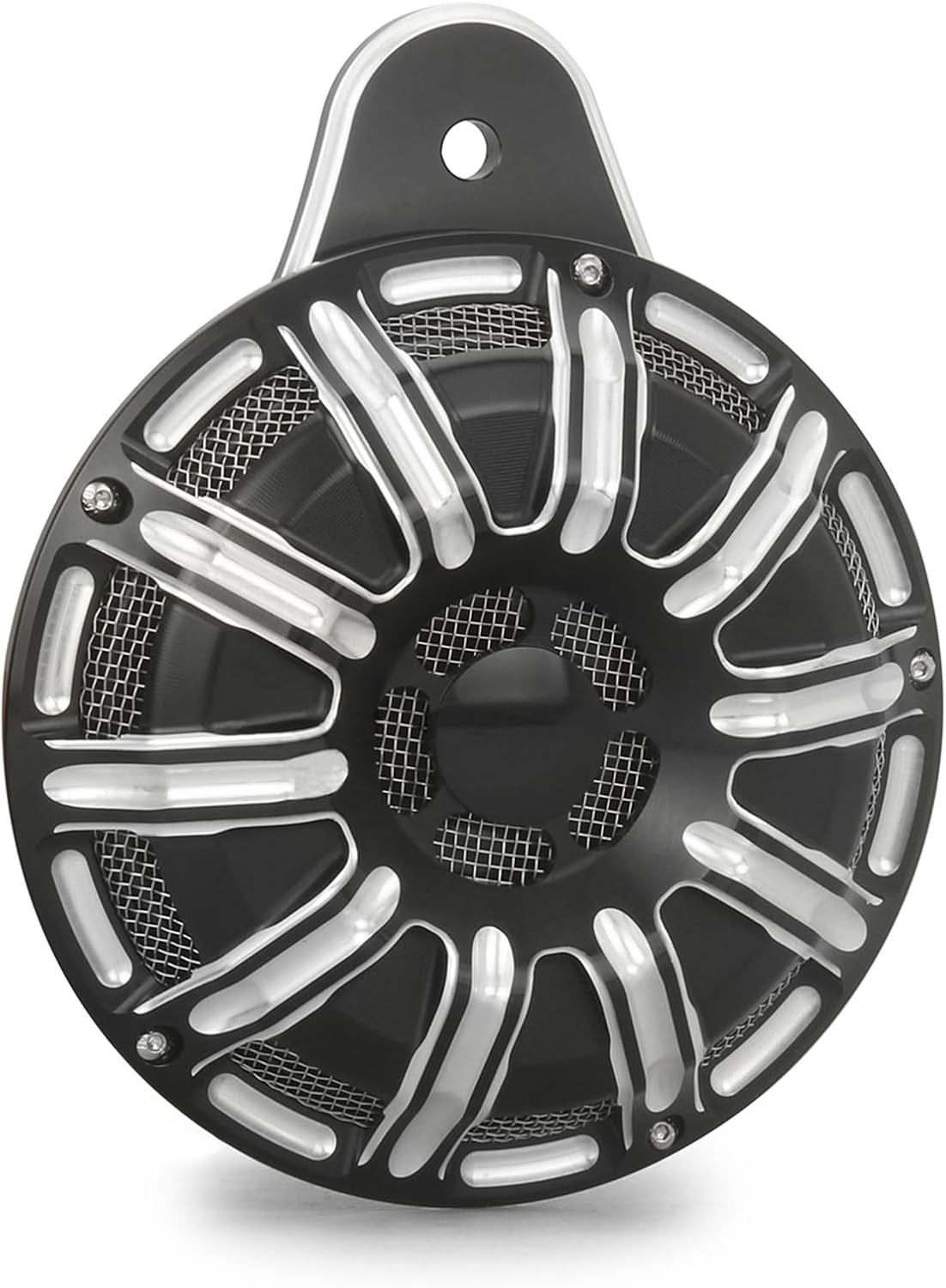 CNC Billet Aluminum Horn Cover for Harley Big Twin, Street Glide,Road King, Electra Tour Glide CVO, 1991-2024 (Gauge style, BLACK)