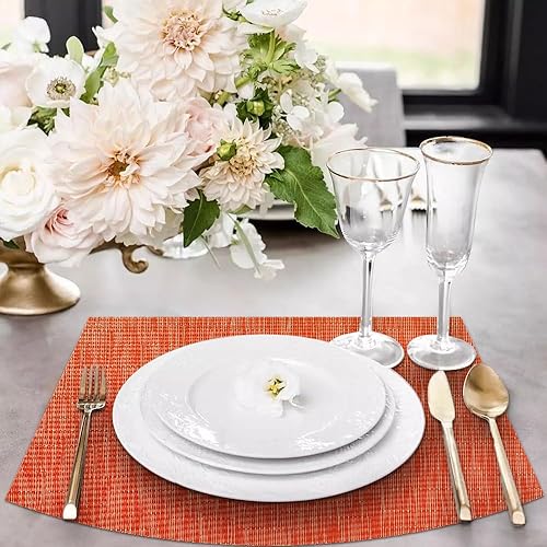 Miniatura 4 de homEdge Mantel individual de PVC, manteles individuales de cuña, manteles individuales de vinilo lavables, para mesa redonda, juego de 4 unidades,