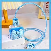 Vista 6 de CameCosy Bonito protector de cable para iPhone de 18 W/20 W, cargador USB-C con diseño de ondas de pajarita 3D, funda protectora de carga