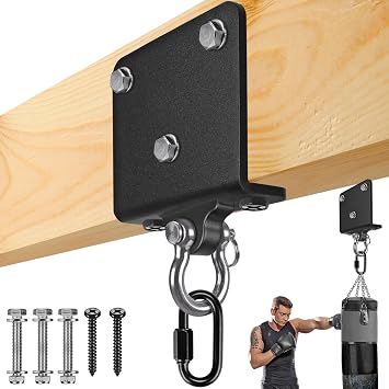 Kipika Heavy Bag Hanger Wall Mount Punching, Rotatable Heavy Duty Boxing Bag Bracket for Home Gym Indoor, Adjustable Length for Kickboxing Bag, Muay Thai Bag,Speed Bag