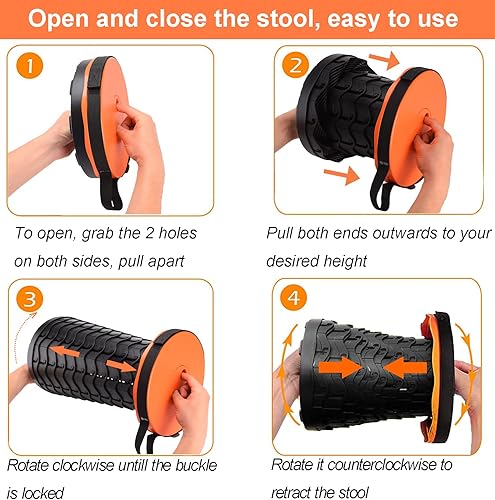 Miniatura 46 de Fishboy - Taburete plegable para adultos, ligero pero resistente, peso máximo de 1000 libras, portátil, retráctil, para actividades al aire libre