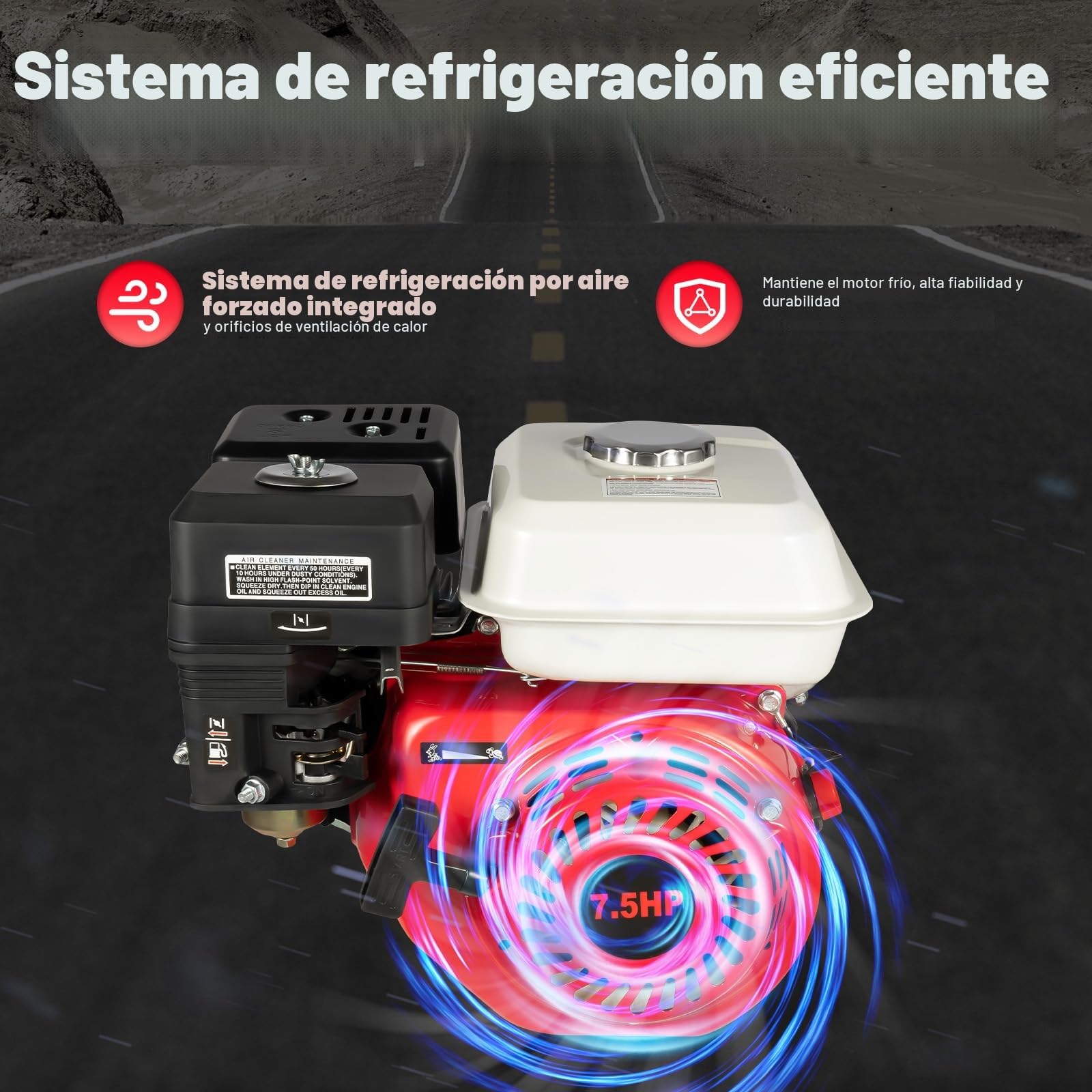7,5 CV Motor Gasolina 4 Tiempos Motor de Kart Industrial con Alarma de Aceite