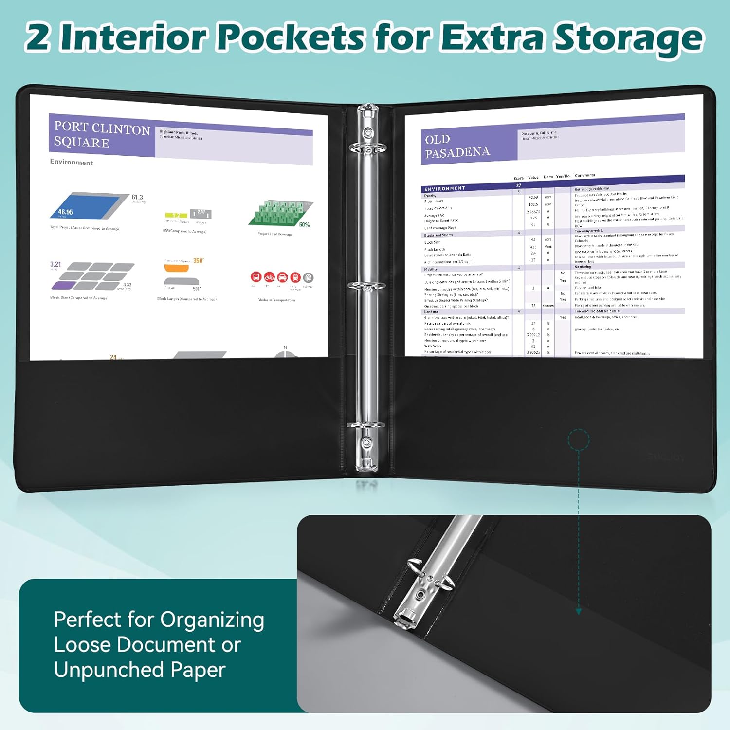Heture 3 Ring Binder 1 Inch 12 Pack, 1" Clear View Round-Ring-Binder, PVC-Free,Holds for 200 Sheets 8.5" x 11" US Letter Size Paper, Durable Black Binders Perfect for Office,School and Home