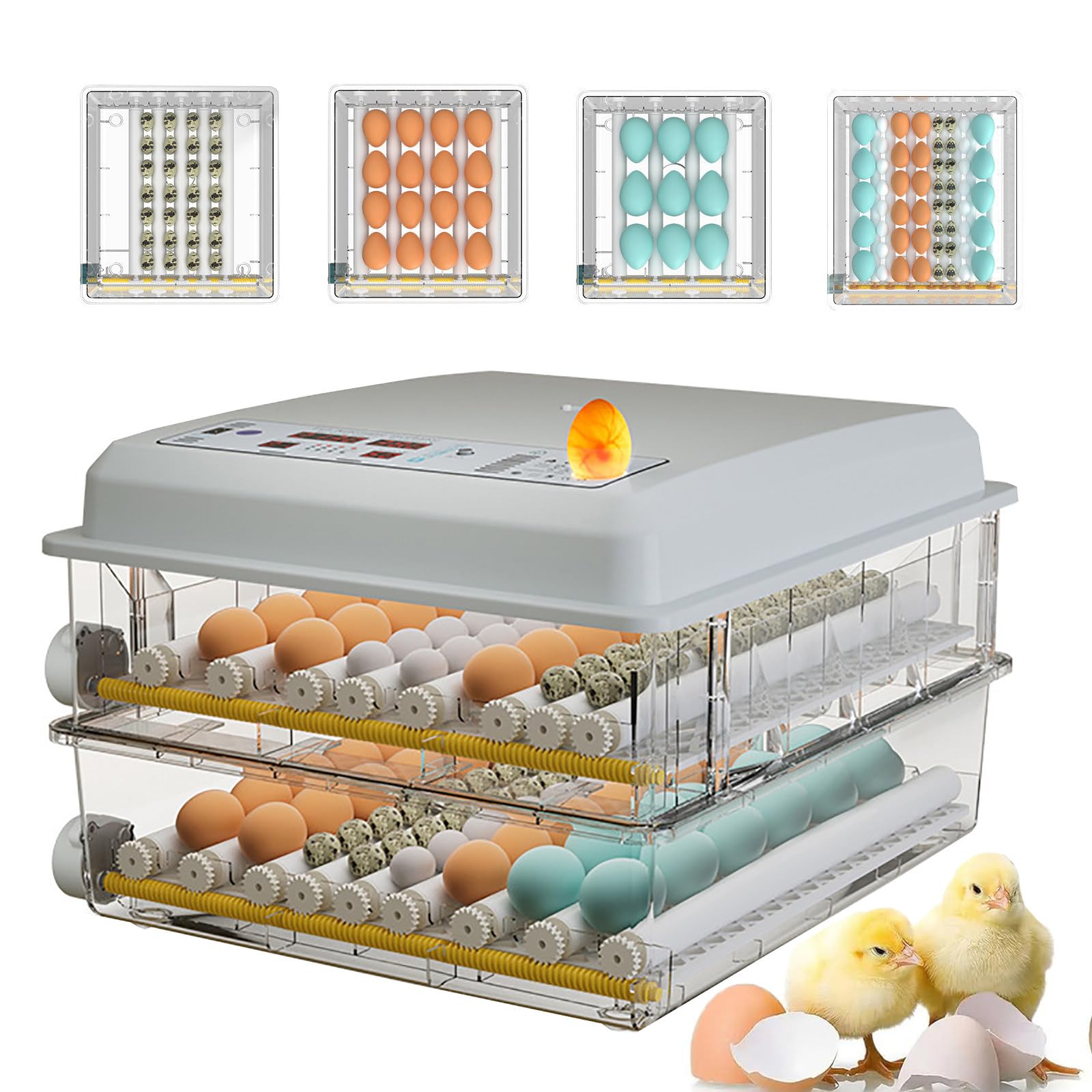 W Pełni Automatyczny Inkubator, Regulowane Tace Na Jaja, Automatyczne Obracanie Jaj, Automatyczne Uzupełnianie Wody Oraz Kontrola Temperatury, Przeznaczony Do Inkubacji Drobiu 98Egg