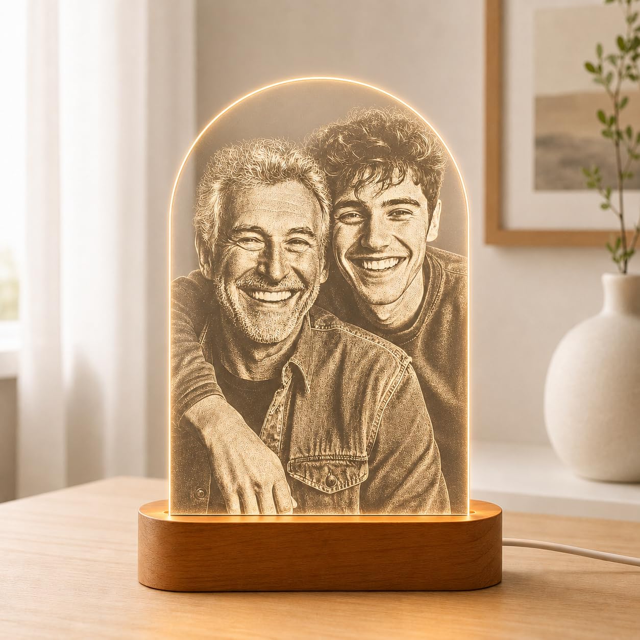 Personalized Photo LED Lamp for Dad – Custom Acrylic Engraved Night Light with Wooden Base | Fathers Day Gift for Dad, Birthday Gift, Memory Keepsake for Father from Daughter Son-image-45